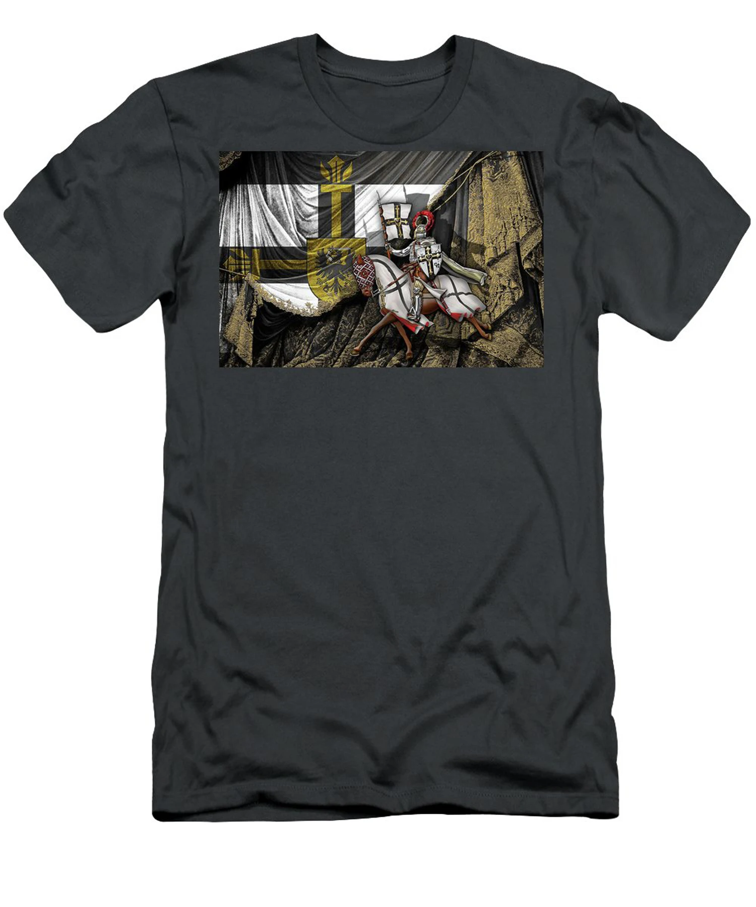 Teutonic Knight Rider Horseback In Front of Teutonic Flag T-Shirt 100% Cotton O-Neck Short Sleeve Casual Mens T-shirt Size S-3XL
Teutonic Knight Rider Horseback In Front of Teutonic Flag T-Shirt 100% Cotton O-Neck Short Sleeve Casual Mens T-shirt Size S-3XL
