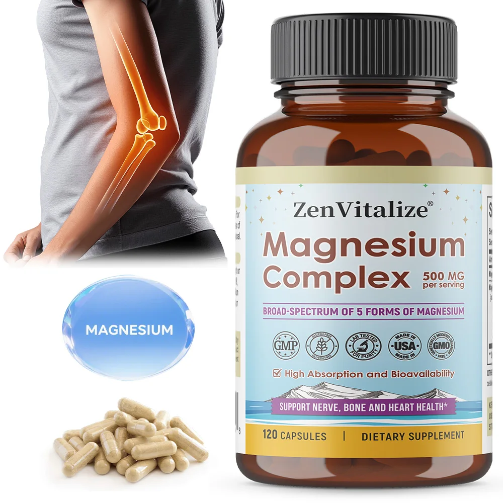Magnesium Complex Capsules - Supports Bone, Digestion, and Sleep Health, Soothes Nerves and Boosts Energy, Non-GMO
Magnesium Complex Capsules - Supports Bone, Digestion, and Sleep Health, Soothes Nerves and Boosts Energy, Non-GMO