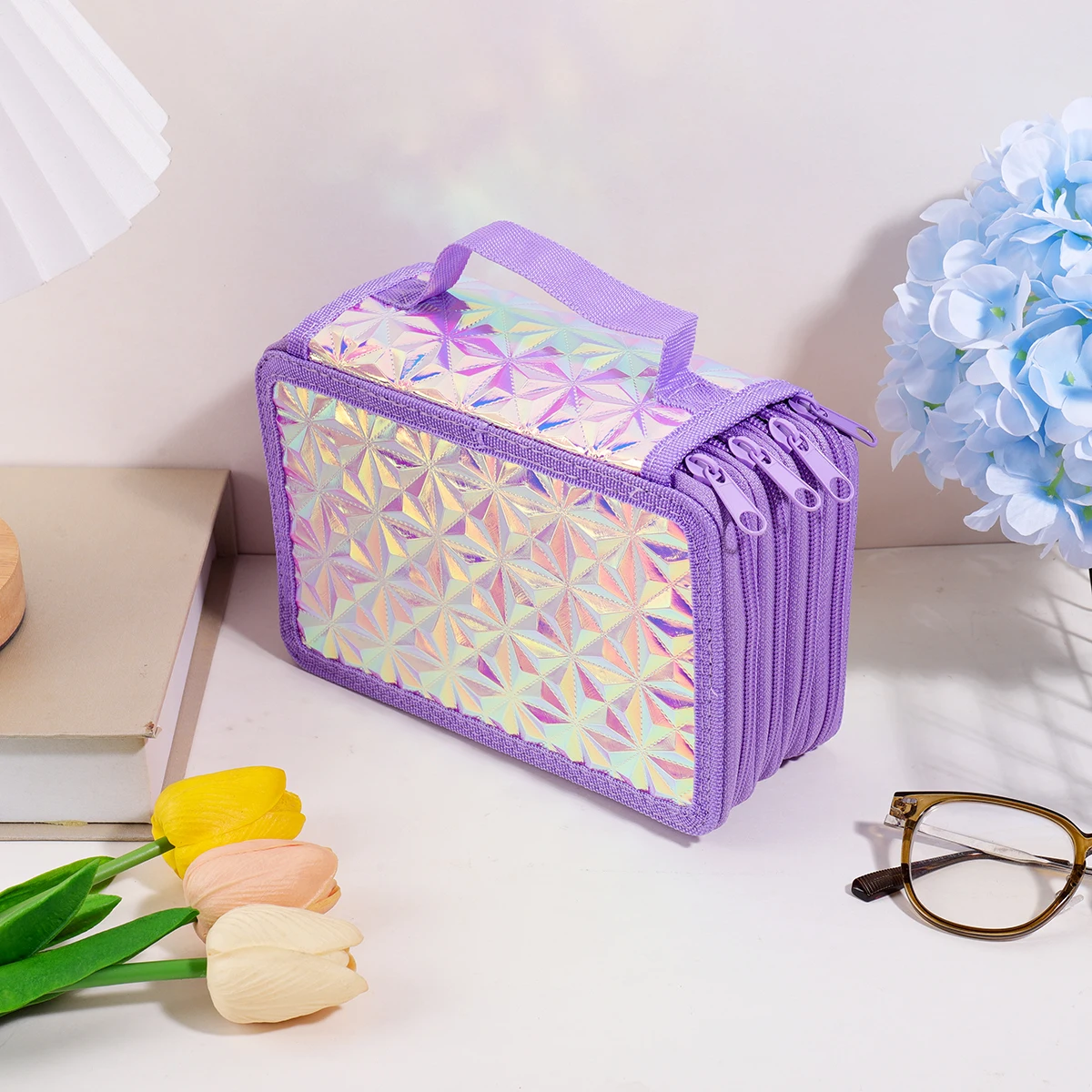 Y2K Pencil Case, Purple Holographic Diamond 4-Layer 72 Slots Large Capacity Colored Pencil Organizer Cute Gift
Y2K Pencil Case, Purple Holographic Diamond 4-Layer 72 Slots Large Capacity Colored Pencil Organizer Cute Gift