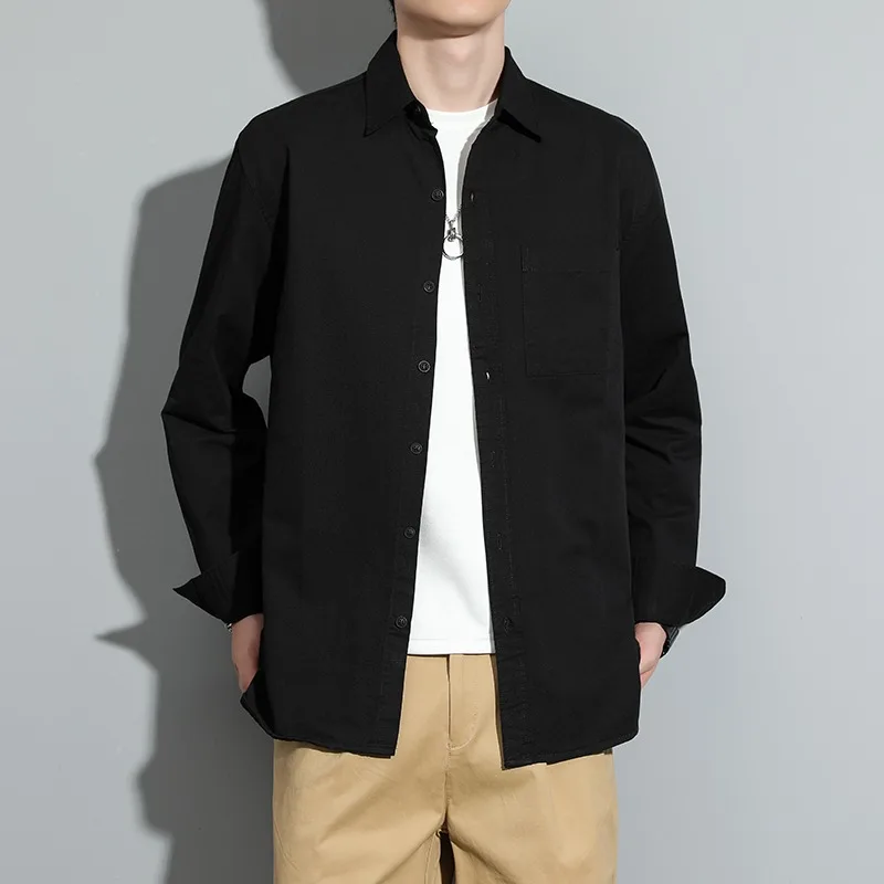 American New Fashion Spring Autumn Men's Solid Color Casual Trendy Loose Long Sleeve Turn-down Collar Shirts Male Cargo Tops
American New Fashion Spring Autumn Men's Solid Color Casual Trendy Loose Long Sleeve Turn-down Collar Shirts Male Cargo Tops
