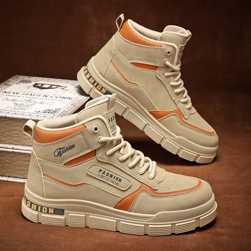 Men's High-Top Boots Fashion Casual Sneakers Lace Up Ankle Boots Non-slip Work Shoes High Quality Leather Casual Boots Men Shoes
Men's High-Top Boots Fashion Casual Sneakers Lace Up Ankle Boots Non-slip Work Shoes High Quality Leather Casual Boots Men Shoes