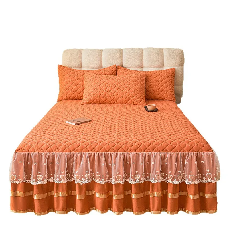 Мягкая утолщенная юбка-кровать, цельное кружевное покрывало, чехол из трех частей
Мягкая утолщенная юбка-кровать, цельное кружевное покрывало, чехол из трех частей