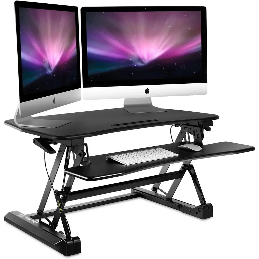 35.5 Adjustable Height Desk Converter with Dual Monitor and Keyboard Tray - Black
35.5 Adjustable Height Desk Converter with Dual Monitor and Keyboard Tray - Black