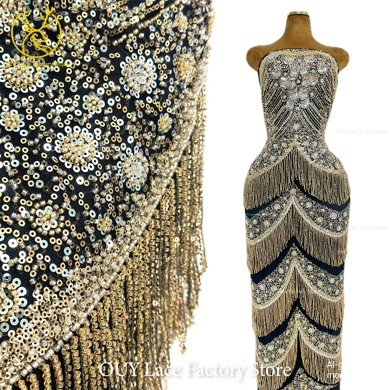 2026 High-End African Nigerian 3D Beaded Lace Fabric Gold High-End French Sequins Mesh Fabric For Women Wedding Party Dress
2026 High-End African Nigerian 3D Beaded Lace Fabric Gold High-End French Sequins Mesh Fabric For Women Wedding Party Dress