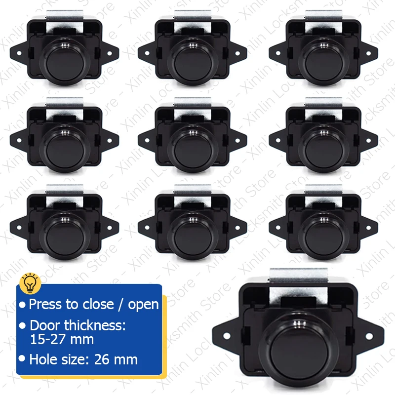 10PCS Push Button Latch Lock RV Cabinet Door Catch Yacht Round for Boat RV Camper Car Push Lock Cupboard Drawer Furniture Locks
10PCS Push Button Latch Lock RV Cabinet Door Catch Yacht Round for Boat RV Camper Car Push Lock Cupboard Drawer Furniture Locks
