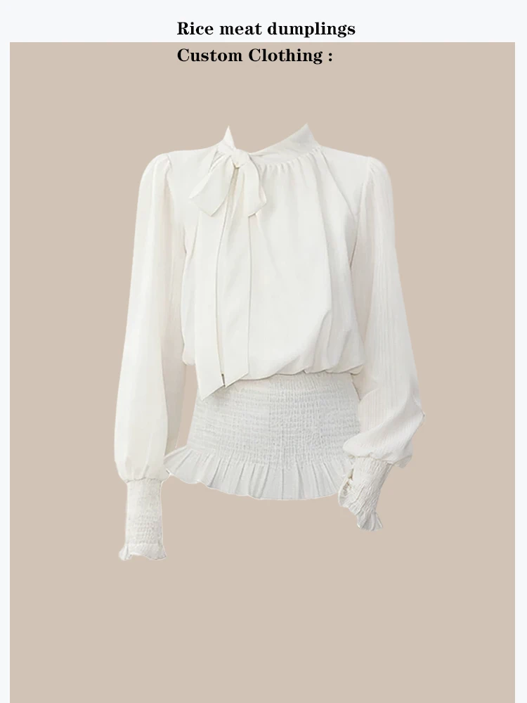 Elegant White Long Sleeve Shirt Korean Gentle Style Waist-Cinching Spring Summer Atmosphere Slimming Effect Neck-Tie Design W...
Elegant White Long Sleeve Shirt Korean Gentle Style Waist-Cinching Spring Summer Atmosphere Slimming Effect Neck-Tie Design W...