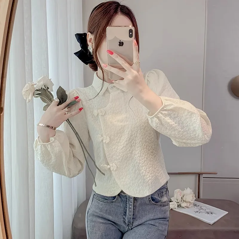 Stylish Retro Collar Shirt Women's Short New Chinese Style Spring Summer Slimming National Style Top High Waist Long Sleeve
Stylish Retro Collar Shirt Women's Short New Chinese Style Spring Summer Slimming National Style Top High Waist Long Sleeve
