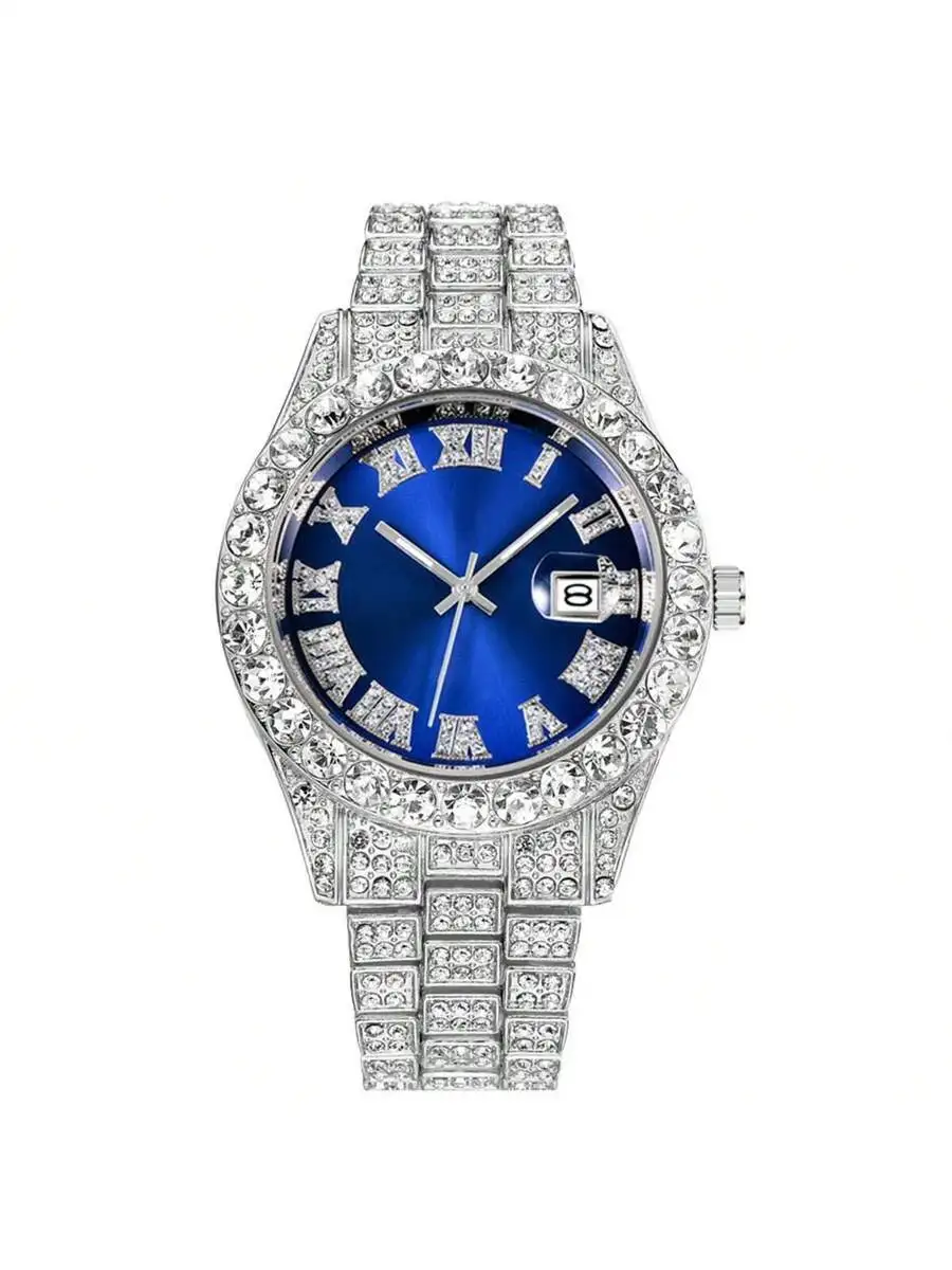 1pc/Set Fashion Men's Business Roman Scale Dial Full Rhinestone Quartz Steel Strap Watch, Suitable For Daily Matching,
1pc/Set Fashion Men's Business Roman Scale Dial Full Rhinestone Quartz Steel Strap Watch, Suitable For Daily Matching,