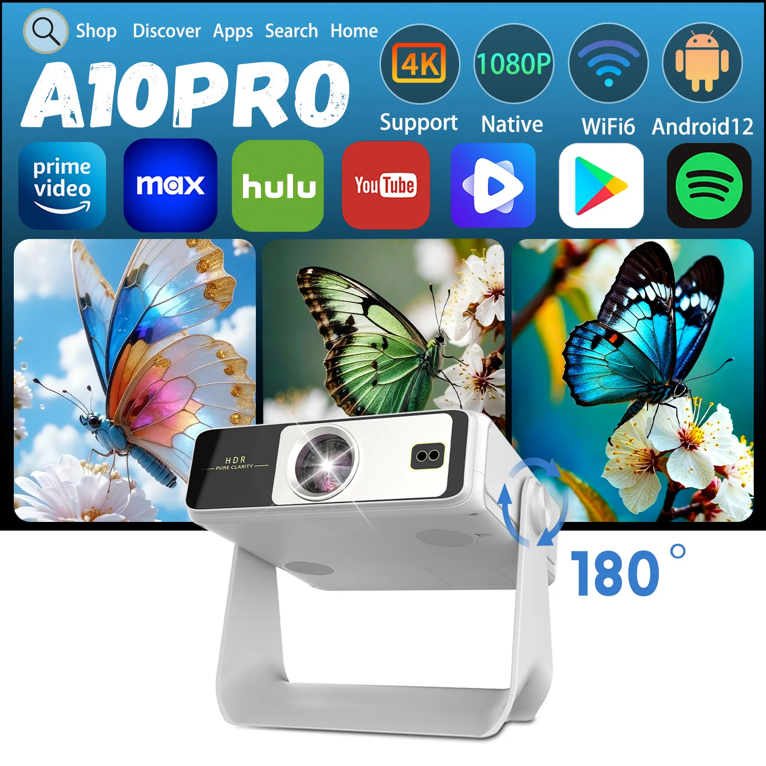 Флагманский проектор DONGYING, A10pro, Двойной экран одночасовой - проектор с дисплеем, поддержка проектора 4k, родной 1080P
Флагманский проектор DONGYING, A10pro, Двойной экран одночасовой - проектор с дисплеем, поддержка проектора 4k, родной 1080P