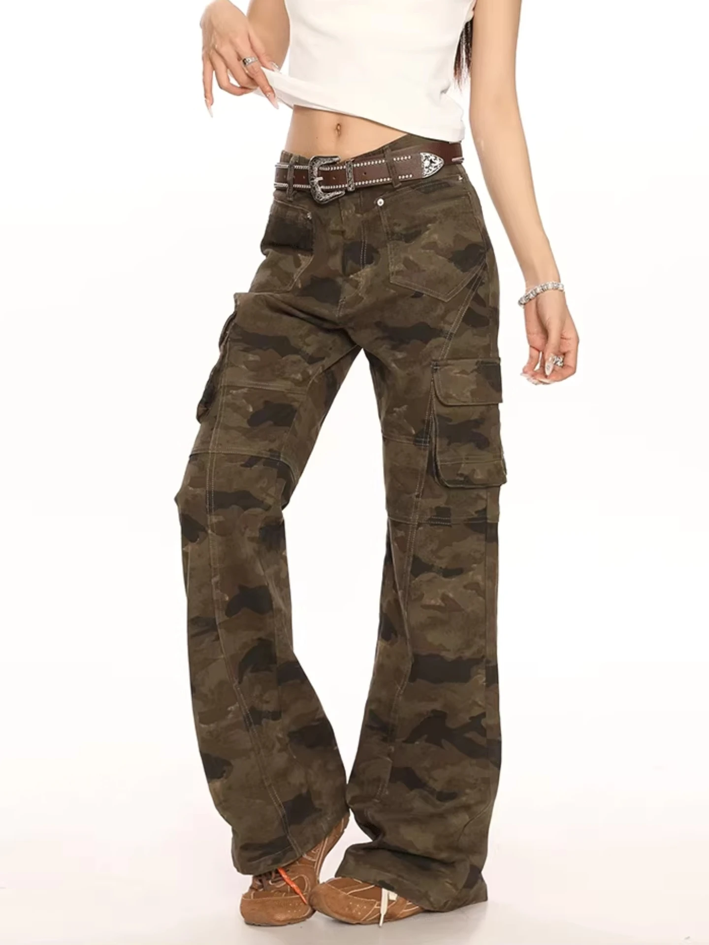 Slim Fit American Camouflage Work Pants Women's Trendy Straight Leg Jeans Multi kets High Street Loose Casual Denim
Slim Fit American Camouflage Work Pants Women's Trendy Straight Leg Jeans Multi kets High Street Loose Casual Denim