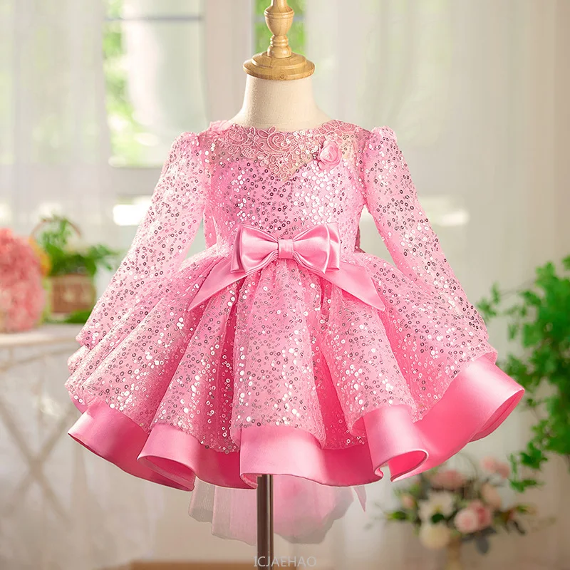 Girls Sequins Princess Dress Piano Performance Host Birthday Party Long Sleeve Luxury Flowers Bow Gown Formal Wear Solid Color
Girls Sequins Princess Dress Piano Performance Host Birthday Party Long Sleeve Luxury Flowers Bow Gown Formal Wear Solid Color