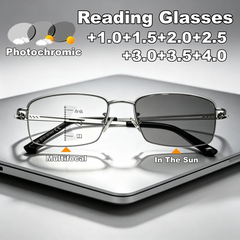 Photochromic Progressive Multifocal Presbyopia Glasses Men Half Frame Business Color Changing Lenses Blue Light Blocking Glasses
Photochromic Progressive Multifocal Presbyopia Glasses Men Half Frame Business Color Changing Lenses Blue Light Blocking Glasses