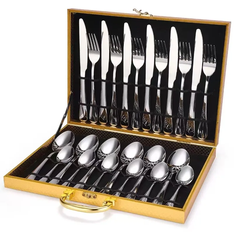 2025 new Set of 6 24 pieces heavy duty stainless steel cutlery cutlery set including steak cutlery and spoon, goodie bag
2025 new Set of 6 24 pieces heavy duty stainless steel cutlery cutlery set including steak cutlery and spoon, goodie bag