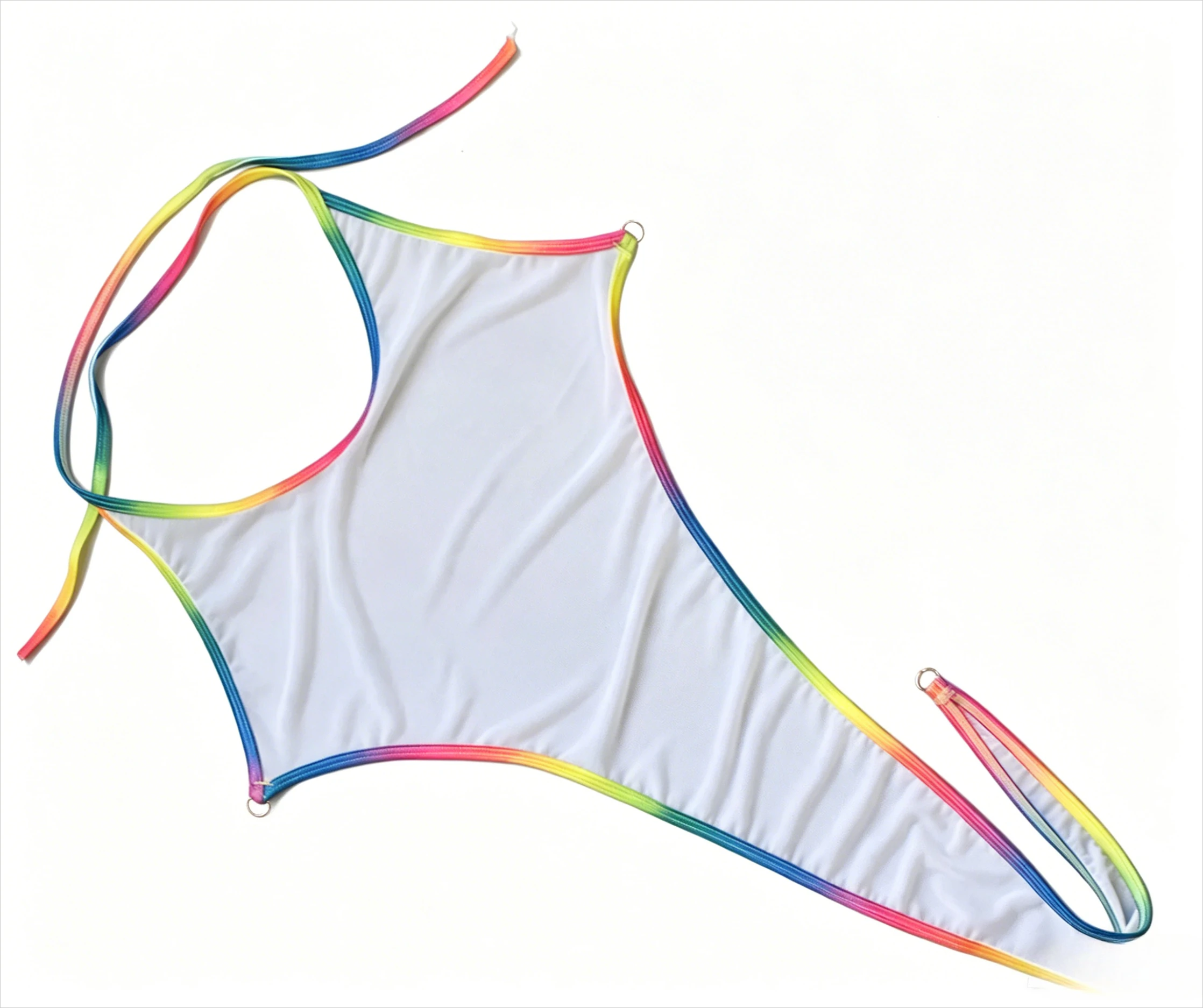 Women's Halter Tie Crotchless Mesh Bodysuit Rainbow Color Stitching Trim Open Back Sheer Sexy For Club Night Intimate Sleepwear
Women's Halter Tie Crotchless Mesh Bodysuit Rainbow Color Stitching Trim Open Back Sheer Sexy For Club Night Intimate Sleepwear