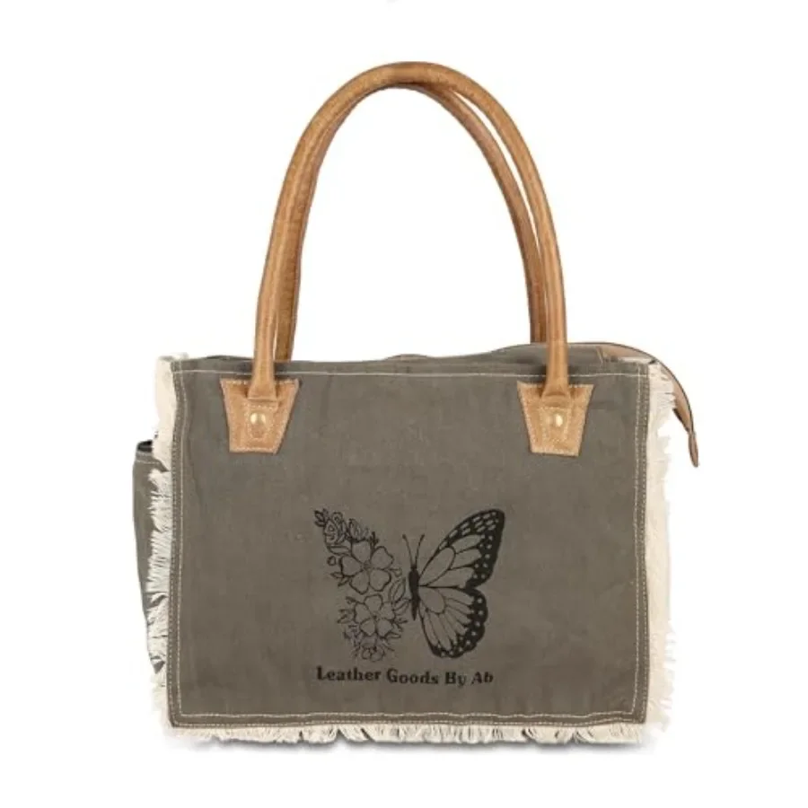 LGBAB The Butterfly Upcycled Canvas and Cowhide Leather Tote Bag, Hand Bag With Leather Accents
LGBAB The Butterfly Upcycled Canvas and Cowhide Leather Tote Bag, Hand Bag With Leather Accents