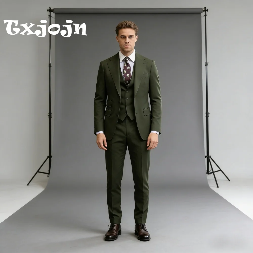 Elegant Olive Green Men’s 3PCS Suit 2026 Refined Wedding Groom Formal Attire Matching Vest Jacket Trousers For Prom Parties
Elegant Olive Green Men’s 3PCS Suit 2026 Refined Wedding Groom Formal Attire Matching Vest Jacket Trousers For Prom Parties