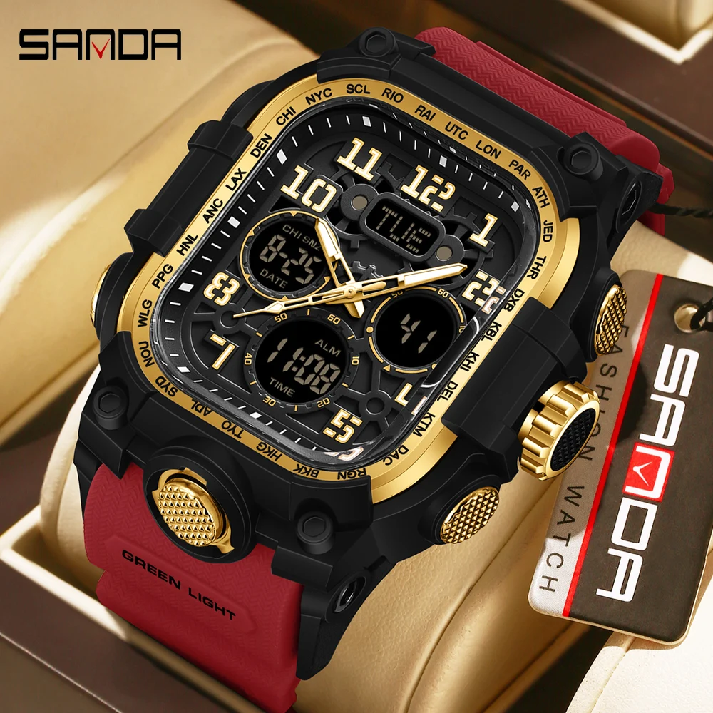 SANDA Brand Men's Luxury Waterproof Sports Watch LED Display Luminous Quartz Alarm Date Military Style Wristwatch for Male
SANDA Brand Men's Luxury Waterproof Sports Watch LED Display Luminous Quartz Alarm Date Military Style Wristwatch for Male
