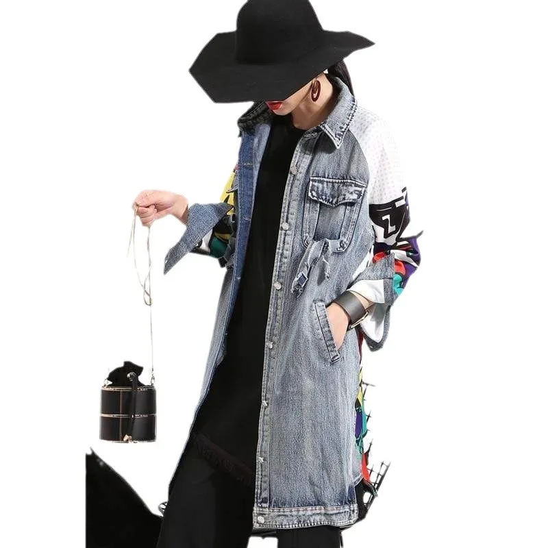 2025 New Women's Windbreaker Fashion Draw Creative Pattern Splicing Loose Washed Denim Coat
2025 New Women's Windbreaker Fashion Draw Creative Pattern Splicing Loose Washed Denim Coat
