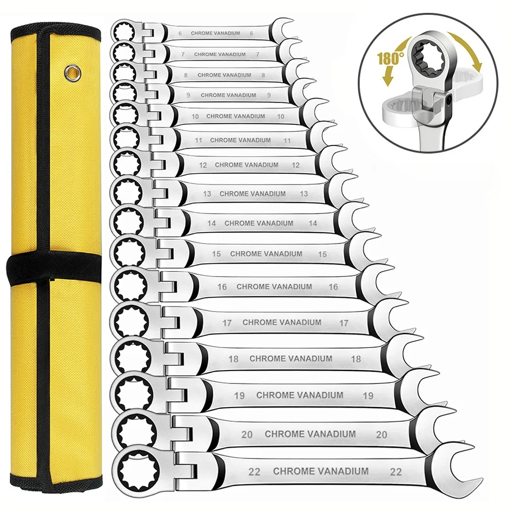 8pcs 72-Tooth Durable Ratchet Wrench Set Metric 8-19mm Multi-Function for Garage Home DIY Repair Maintenance Ideal GJ0173
8pcs 72-Tooth Durable Ratchet Wrench Set Metric 8-19mm Multi-Function for Garage Home DIY Repair Maintenance Ideal GJ0173