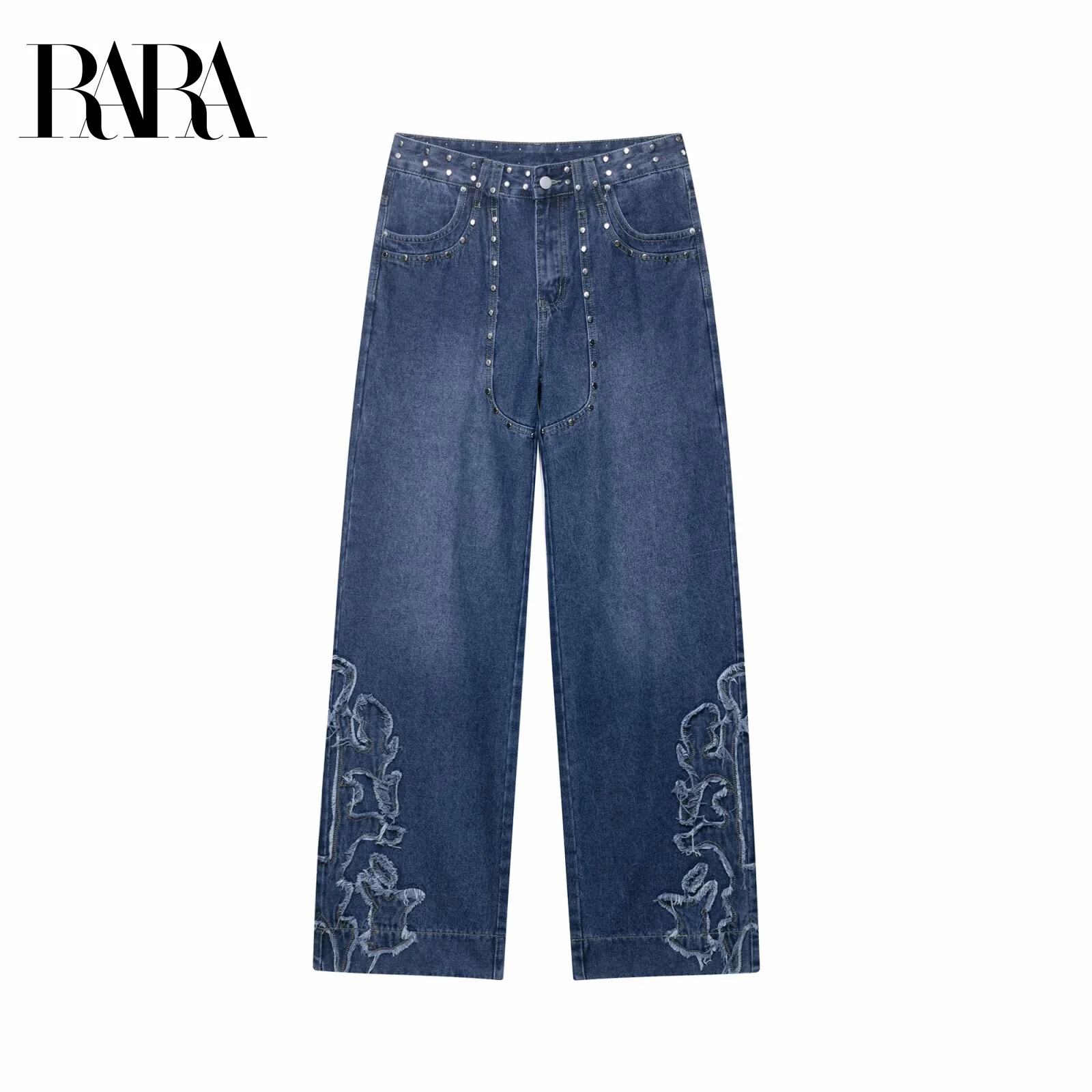 RARA Women's Exquisite Embroidery and Rivet Decorated Casual Loose Fashion Low - Waist Mid - Length Wide - Leg Jeans
RARA Women's Exquisite Embroidery and Rivet Decorated Casual Loose Fashion Low - Waist Mid - Length Wide - Leg Jeans