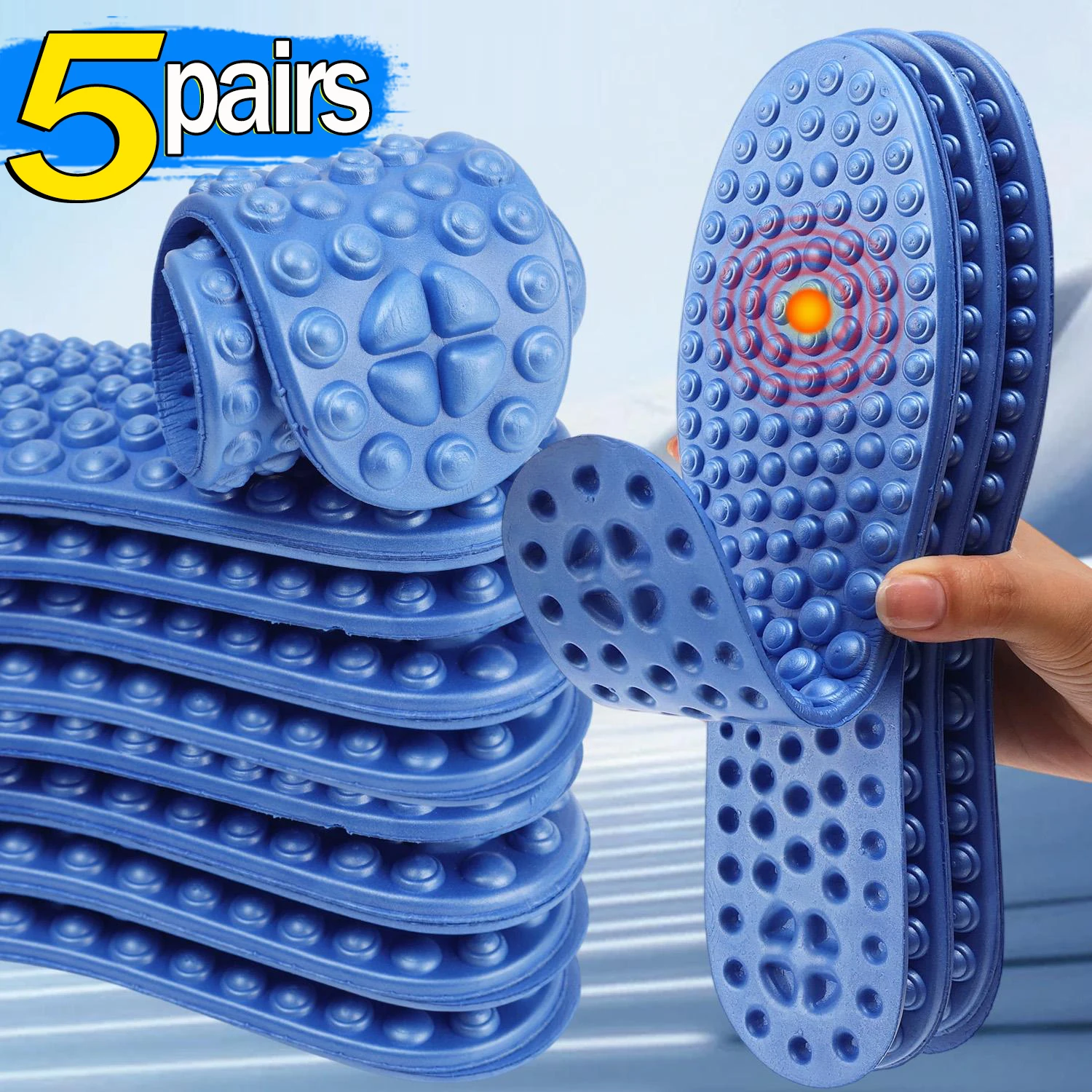 1/5Pairs 5D Acupressure Massage Insoles for Men Women Health Foot Pain Relief Shoe Pads Breathable Shock Absorption Insoles
1/5Pairs 5D Acupressure Massage Insoles for Men Women Health Foot Pain Relief Shoe Pads Breathable Shock Absorption Insoles