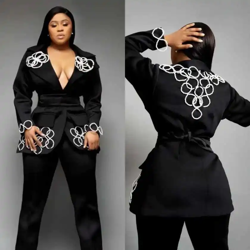 Modern Beading Women's Suits Deep V Neck Long Sleeve Jacket Blazers 2 Pieces Evening Wedding Party Customized
Modern Beading Women's Suits Deep V Neck Long Sleeve Jacket Blazers 2 Pieces Evening Wedding Party Customized