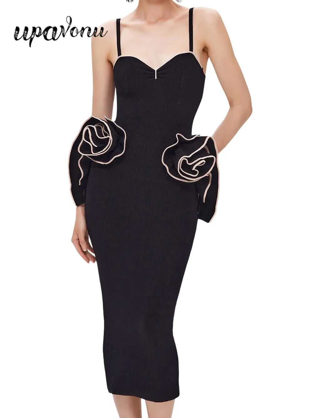 2024 Summer Women's Sexy Dress Spaghetti Strap Sleeveless Bodycon 3D Decoration Flower Midi Dress Cocktail Evening Party Vestido
2024 Summer Women's Sexy Dress Spaghetti Strap Sleeveless Bodycon 3D Decoration Flower Midi Dress Cocktail Evening Party Vestido