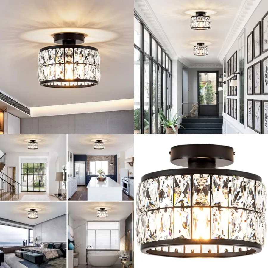 Crystal Ceiling Light Fixture, Modern Semi Flush Mount Ceiling Light, Crystal Chandelier for Kitchen Bedroom Bathroom Entryway,
Crystal Ceiling Light Fixture, Modern Semi Flush Mount Ceiling Light, Crystal Chandelier for Kitchen Bedroom Bathroom Entryway,