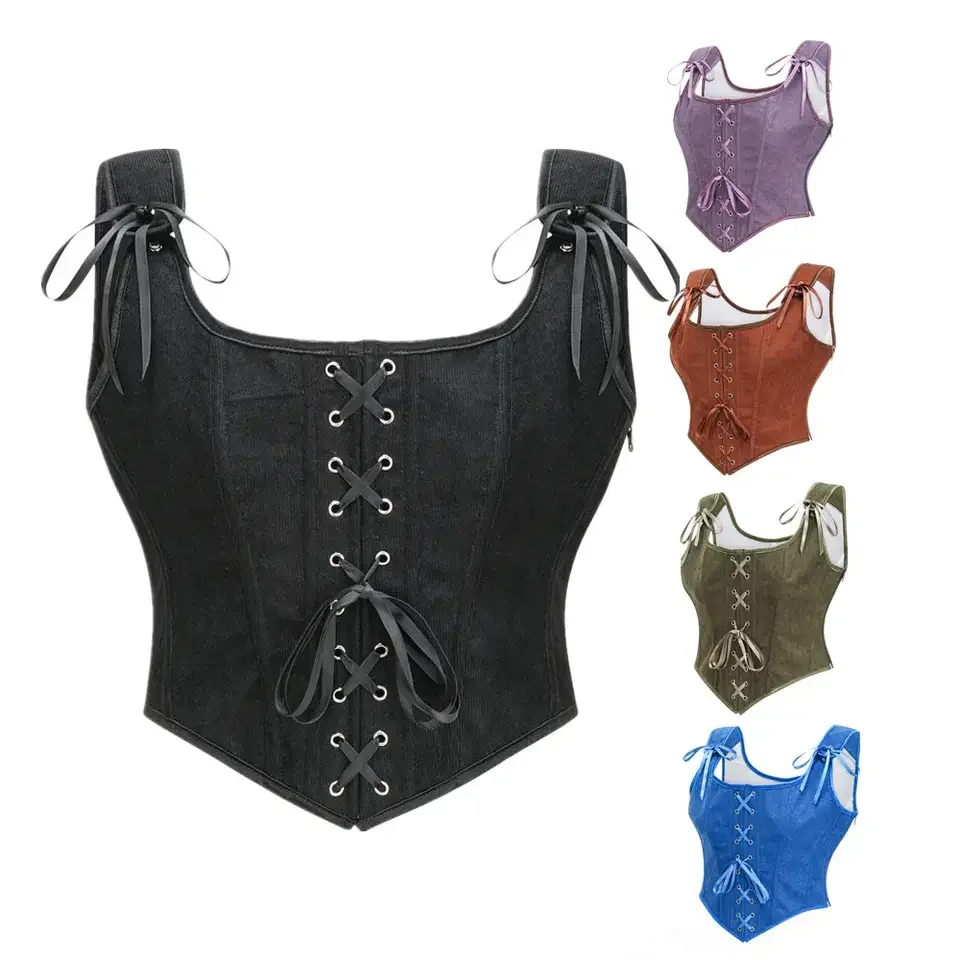 Gothic Overbust Bustier Vintage Corset with Shoulder Straps Women Crop Top Medieval Lace Up Body Shaper Slimming Vest
Gothic Overbust Bustier Vintage Corset with Shoulder Straps Women Crop Top Medieval Lace Up Body Shaper Slimming Vest