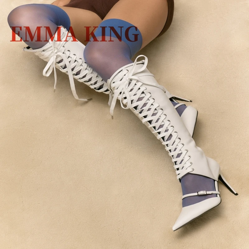 Сексуальные женские ботинки с острым носком и перекрестным ремешком, крутые сапоги до колена с пряжкой на шпильке, модные черные, белые вечерние повседневные сапоги до середины икры
Сексуальные женские ботинки с острым носком и перекрестным ремешком, крутые сапоги до колена с пряжкой на шпильке, модные черные, белые вечерние повседневные сапоги до середины икры