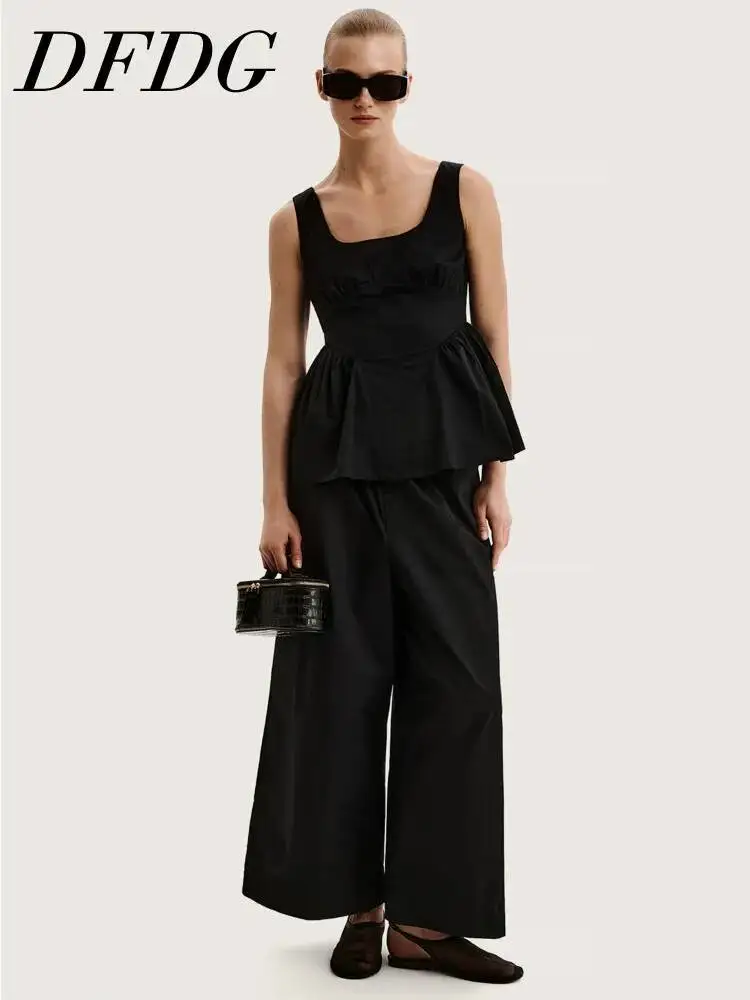 DFDG Women 2026 Spring Summer Two Piece Outfit Square Neck Peplum Blouse High Waist Wide Leg Pants Elegant Casual Workwear Set
DFDG Women 2026 Spring Summer Two Piece Outfit Square Neck Peplum Blouse High Waist Wide Leg Pants Elegant Casual Workwear Set