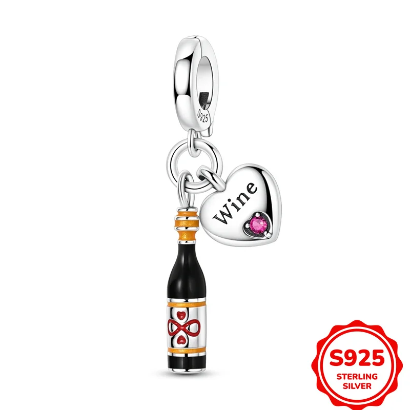 Original 925 Sterling Silver Red Wine Pendant Charms Beads Fit DIY Bracelet Necklace Engagement Birthday Jewelry Gift 
Original 925 Sterling Silver Red Wine Pendant Charms Beads Fit DIY Bracelet Necklace Engagement Birthday Jewelry Gift