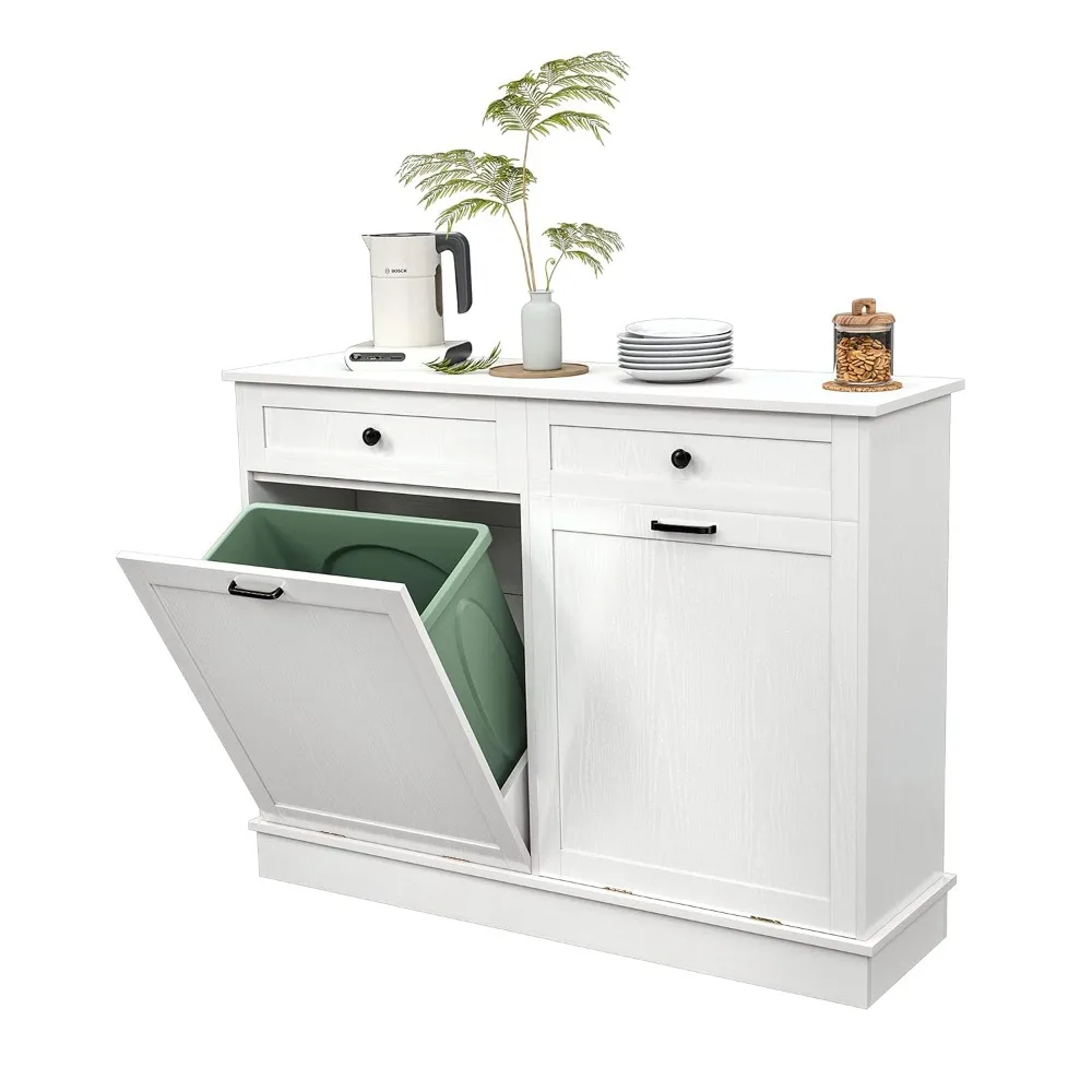 Double Tilt Out Trash Cabinet with Drawer, 20 Gallon Trash can Cabinet Manual and Auto Mode Shutdown, Recycling Free Standing
Double Tilt Out Trash Cabinet with Drawer, 20 Gallon Trash can Cabinet Manual and Auto Mode Shutdown, Recycling Free Standing