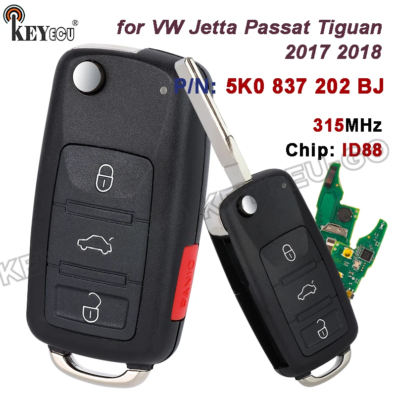 KEYECU 315 МГц Megamos AES ID88 NBGFS93N 5K0 837 202 BJ для VW VolksWagen Jetta Passat Tiguan 2017 2018 Smart Remote Key Fob
KEYECU 315 МГц Megamos AES ID88 NBGFS93N 5K0 837 202 BJ для VW VolksWagen Jetta Passat Tiguan 2017 2018 Smart Remote Key Fob