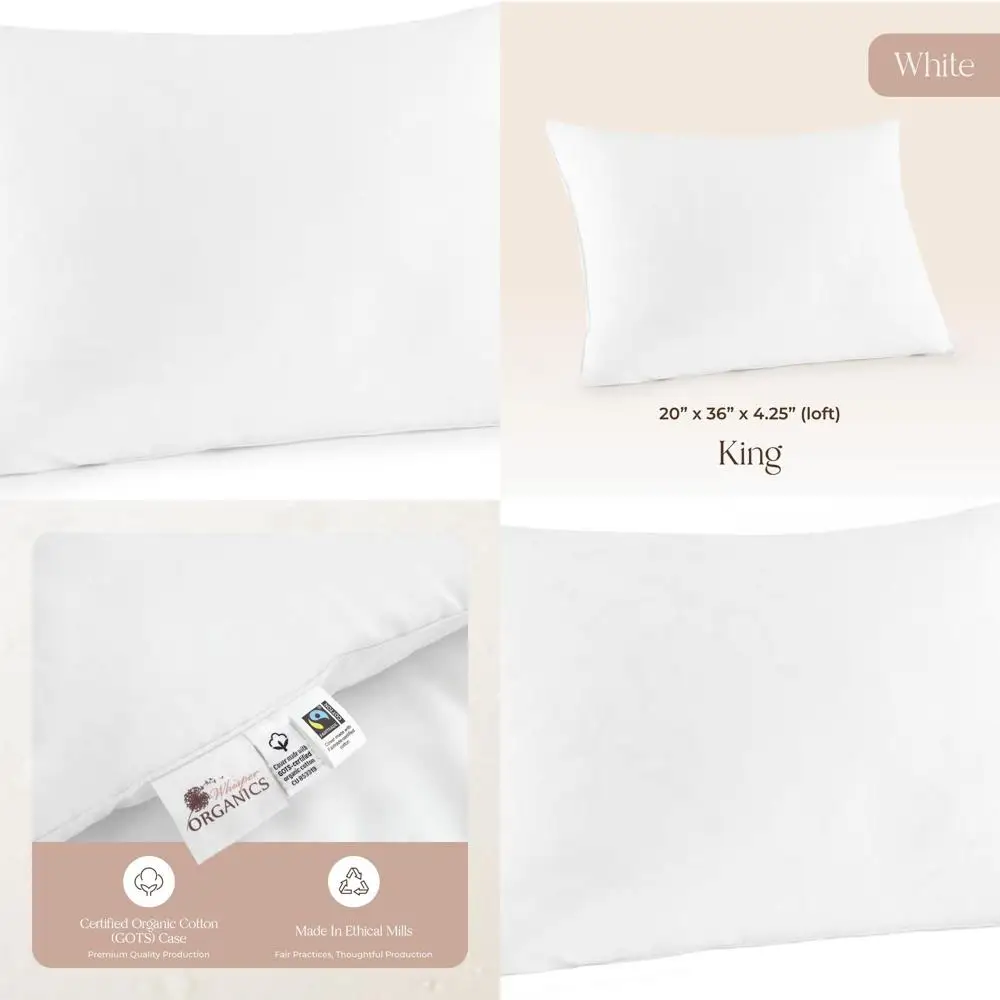 King Size Down Alternative Pillow - Premium Ergonomic Support for Back, Stomach, and Side Sleepers with Organic, Breathable Fill
King Size Down Alternative Pillow - Premium Ergonomic Support for Back, Stomach, and Side Sleepers with Organic, Breathable Fill