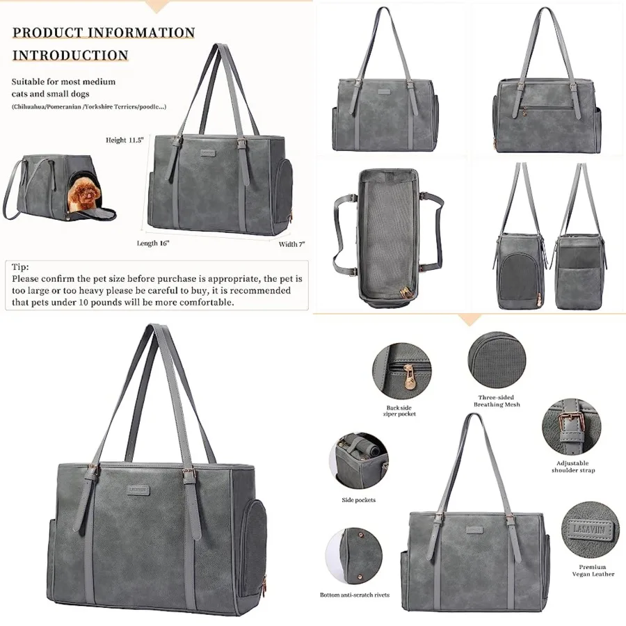 Fashion Dog Purse Pet Carrier Leather Bag for Small Dogs Cats Puppy, Portable Tote Bag Airline Approved Soft-Sided Carriers
Fashion Dog Purse Pet Carrier Leather Bag for Small Dogs Cats Puppy, Portable Tote Bag Airline Approved Soft-Sided Carriers