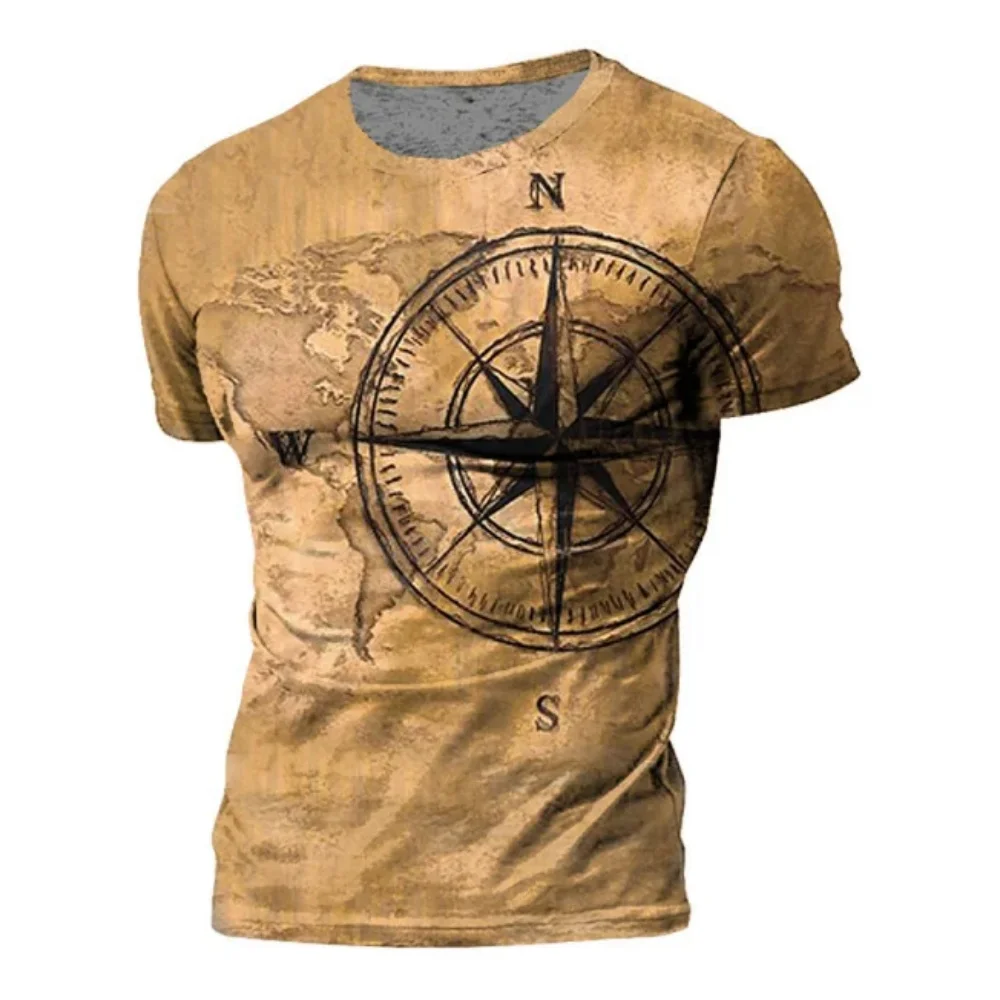 Vintage Men's T-Shirt Summer American Shirt Tops Compass Printed Short Sleeve Tees Loose Daily Casual Streetwear Men Clothing
Vintage Men's T-Shirt Summer American Shirt Tops Compass Printed Short Sleeve Tees Loose Daily Casual Streetwear Men Clothing