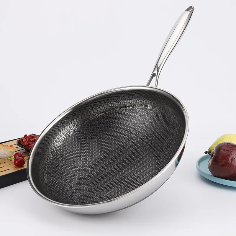 DSA stainless steel double-sided honeycomb wok household cooking pan three-layer steel no oil fume non-stick pan wholesale
DSA stainless steel double-sided honeycomb wok household cooking pan three-layer steel no oil fume non-stick pan wholesale