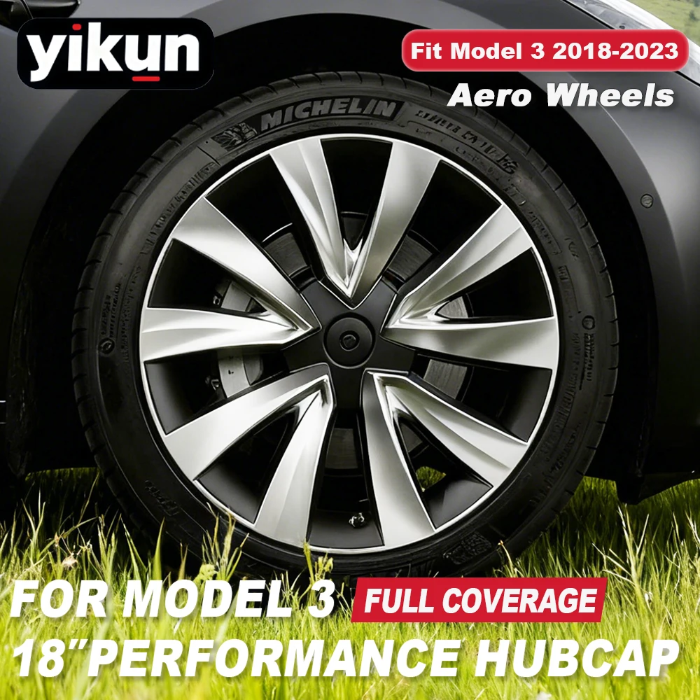 4PCS HubCap for Tesla Model 3 18 Inch Performance Wheel Cover Hub Cap Full Rim Protector Cover Wheel Cap 2018-2023 Accessories