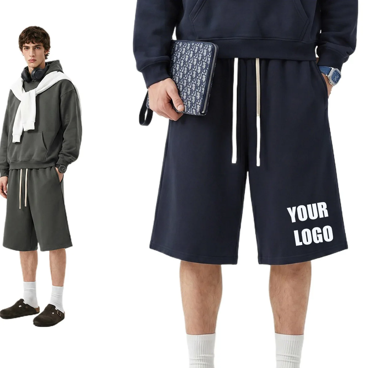 Custom logo men's new autumn 345G cotton-polyester vintage fleece-lined 7/10 loose straight-leg shorts
Custom logo men's new autumn 345G cotton-polyester vintage fleece-lined 7/10 loose straight-leg shorts
