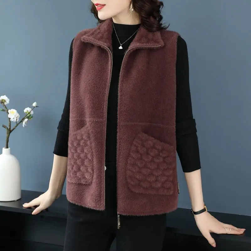 Sli Thiened Mink Vest for Women Autumn Winter Outerwear Warm Knitted Sweater Ladies Faionable Commute Sle Jaet
Sli Thiened Mink Vest for Women Autumn Winter Outerwear Warm Knitted Sweater Ladies Faionable Commute Sle Jaet