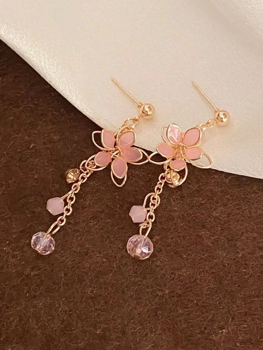 Elegant Pink Floral Crystal Drop Earrings For Women Daily Party Holiday Wear
Elegant Pink Floral Crystal Drop Earrings For Women Daily Party Holiday Wear