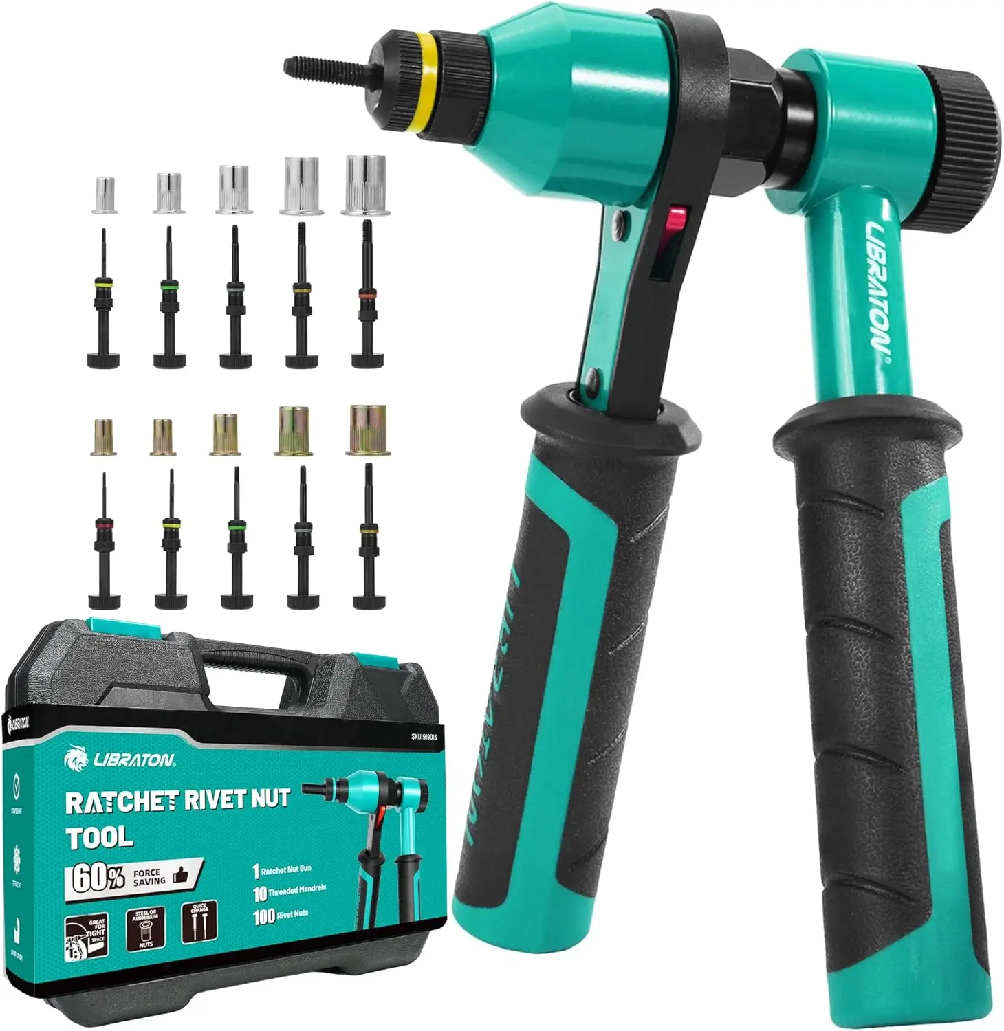 Professional Ratchet Nutsert Tool Kit with 10 SAE/Metric Mandrels, 100 Rivet Nuts, Rugged Case for Automotive Use
Professional Ratchet Nutsert Tool Kit with 10 SAE/Metric Mandrels, 100 Rivet Nuts, Rugged Case for Automotive Use