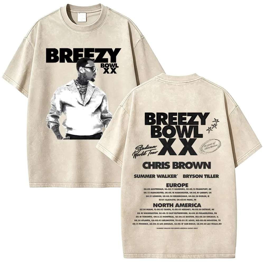Rapper Chris Brown Breezy Bowl XX Tour Vintage Acid Washed T-shirt Men Hip Hop Fashion Pop Music T Shirts Casual Cotton T-shirts
Rapper Chris Brown Breezy Bowl XX Tour Vintage Acid Washed T-shirt Men Hip Hop Fashion Pop Music T Shirts Casual Cotton T-shirts