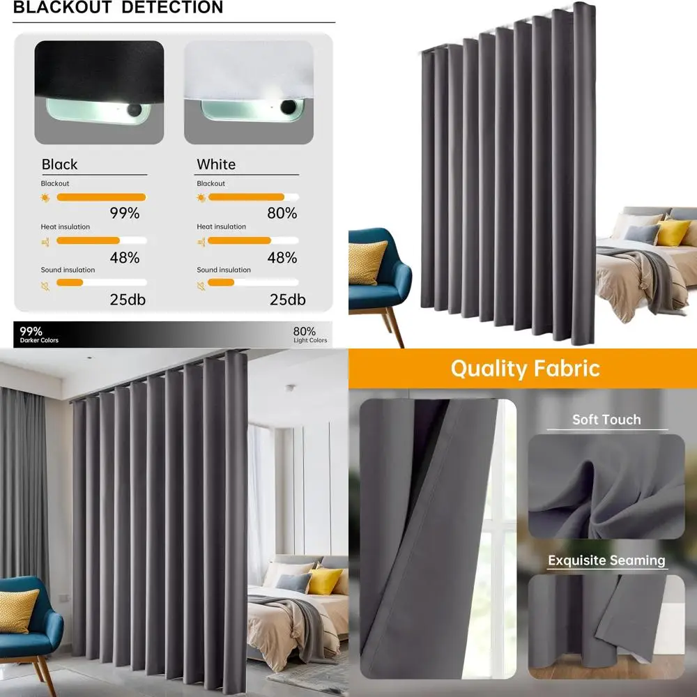 Floor-to-Ceiling Grey Curtains for Room Divider, 180x84, with Hooks and Wall Mount for Sliding Door, Ideal for Wide Spaces and R
Floor-to-Ceiling Grey Curtains for Room Divider, 180x84, with Hooks and Wall Mount for Sliding Door, Ideal for Wide Spaces and R