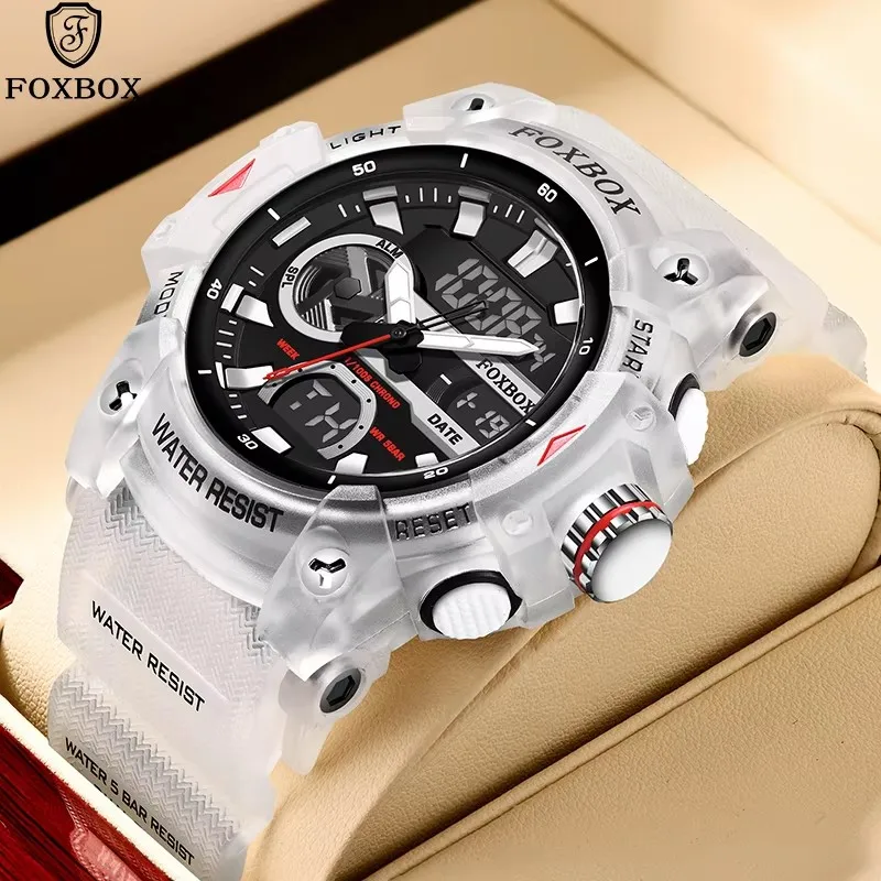 FOXBOX электронные модные мужские спортивные часы ударопрочные 50 м водонепроницаемые наручные часы светодиодный будильник секундомер мужские часы 
FOXBOX электронные модные мужские спортивные часы ударопрочные 50 м водонепроницаемые наручные часы светодиодный будильник секундомер мужские часы
