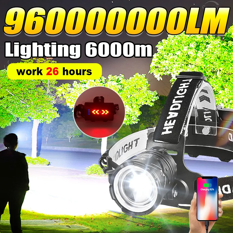 960000000LM Most Powerful Headlamp 18650 Rechargeable High Power LED Head Flashlight Fishing Head Lantern Professional Light
960000000LM Most Powerful Headlamp 18650 Rechargeable High Power LED Head Flashlight Fishing Head Lantern Professional Light