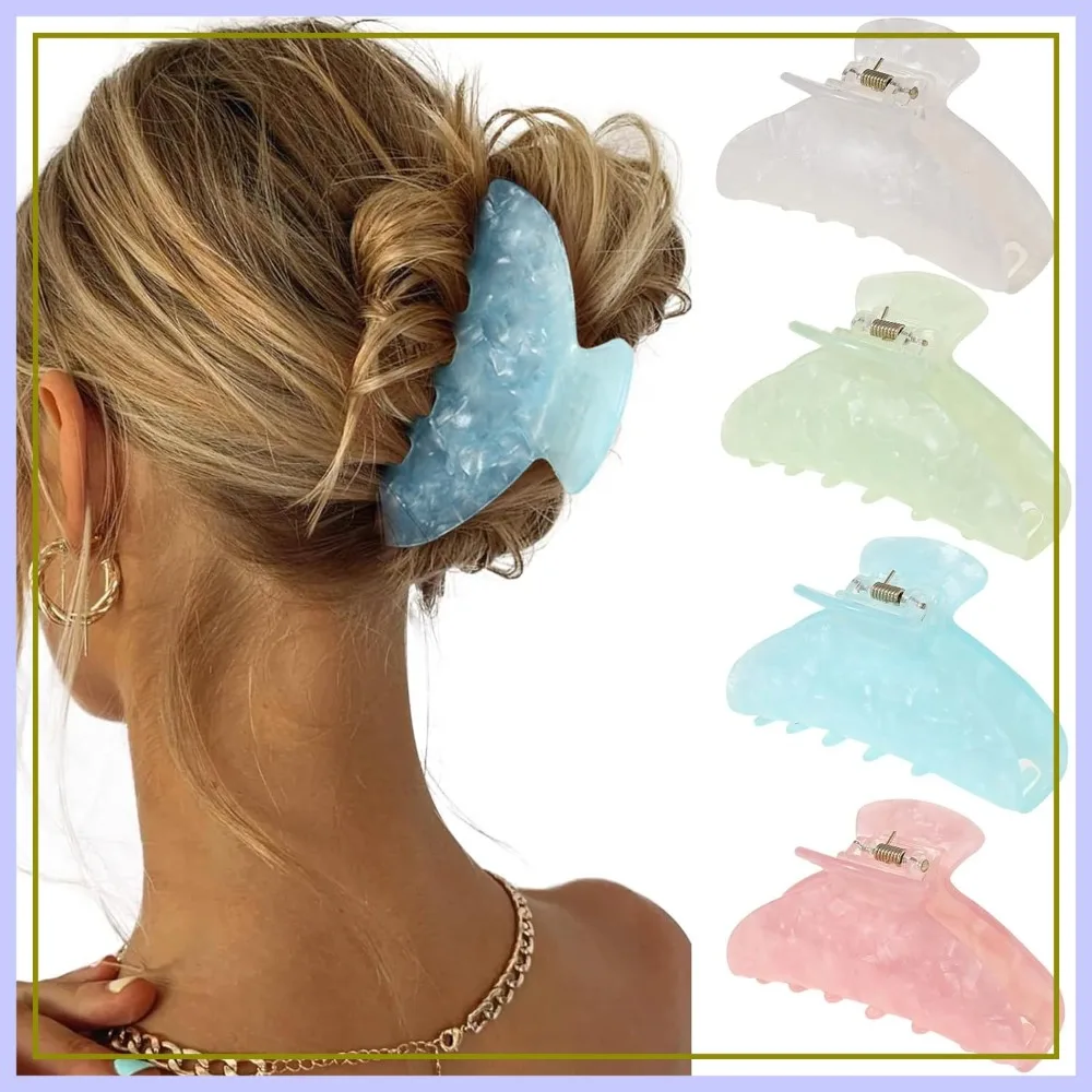4Pcs Large Acrylic Hair Claw Clips - Strong Hold Banana Barrettes for Thick Hair, Non-Slip, Light Green/White/Pink/Blue
4Pcs Large Acrylic Hair Claw Clips - Strong Hold Banana Barrettes for Thick Hair, Non-Slip, Light Green/White/Pink/Blue