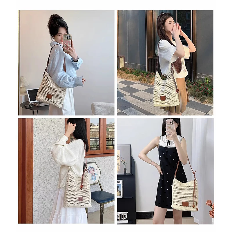 Женская тканая большая сумка Charlie & Kelli, лето 2021, пляжная сумка Sle, большая сумка Capaci на одно плечо Faion Trend 
Женская тканая большая сумка Charlie & Kelli, лето 2021, пляжная сумка Sle, большая сумка Capaci на одно плечо Faion Trend