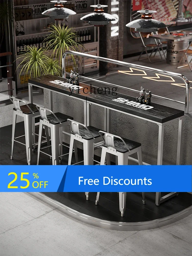 LYYSolid Wood and Chair Combination Milk Tea Shop Coffee Shop Bar Wine Table Long High Leg Table
LYYSolid Wood and Chair Combination Milk Tea Shop Coffee Shop Bar Wine Table Long High Leg Table